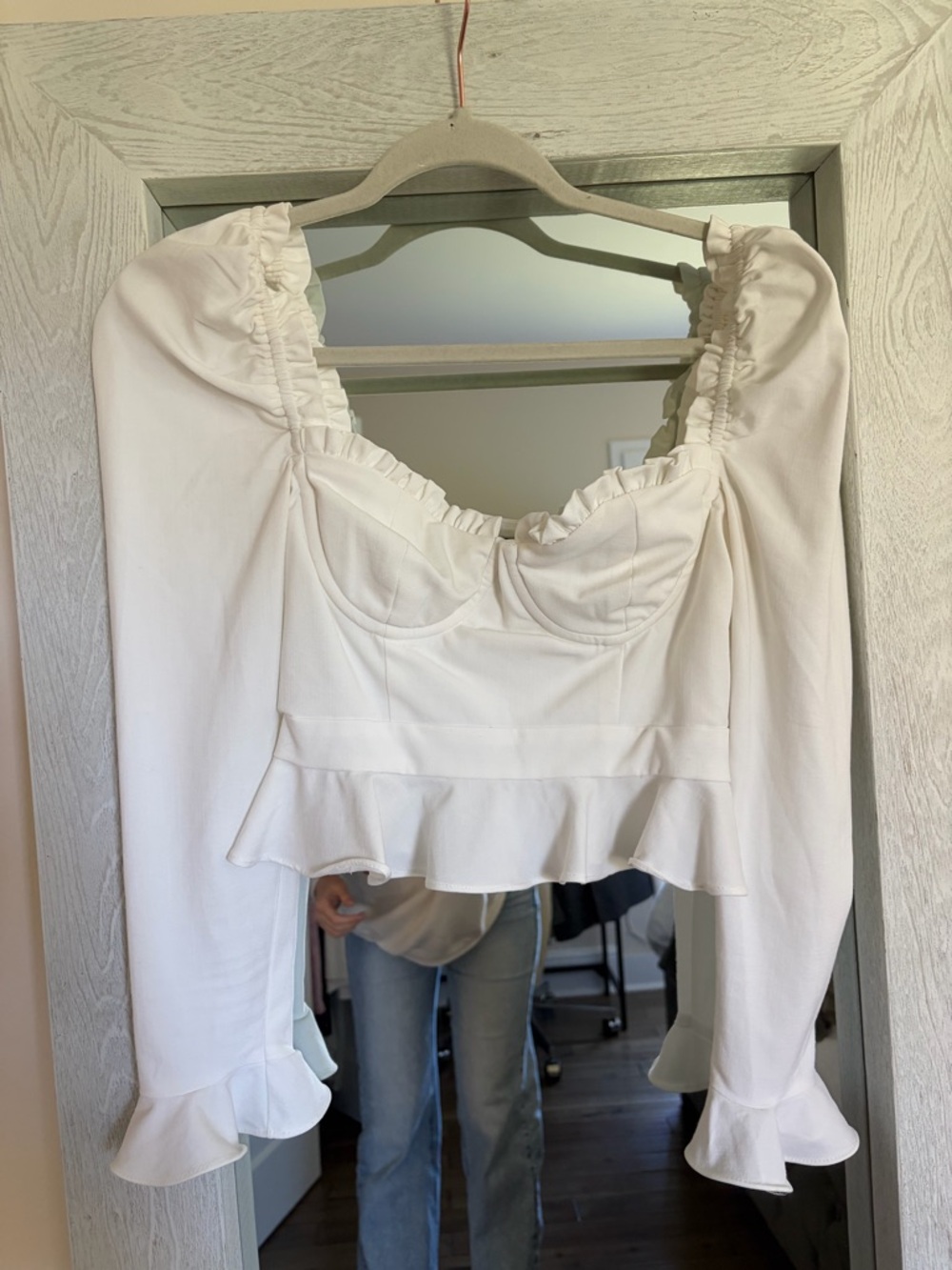 MAJORELLE White Ruffle Peplum Blouse